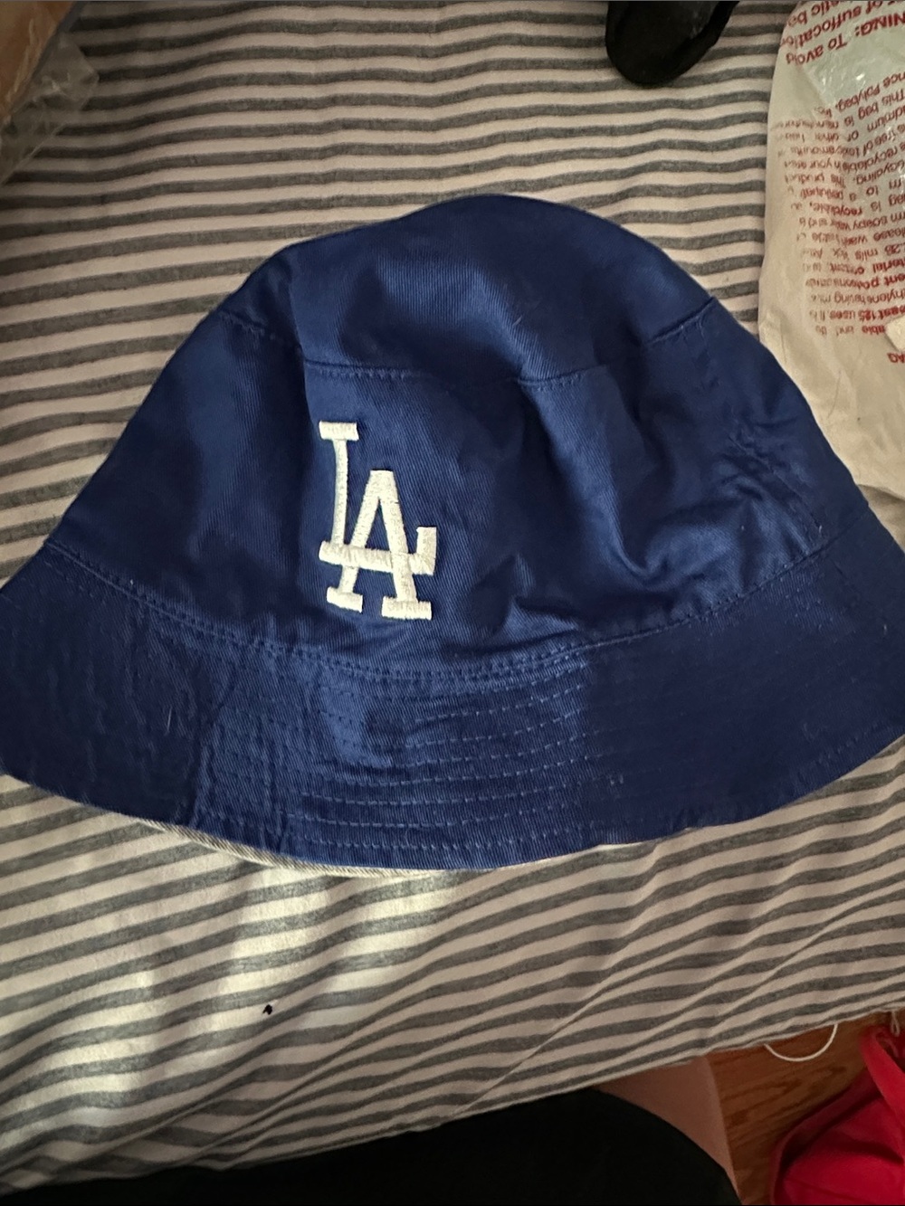LA Dodgers grey  Blue Bucket Hat